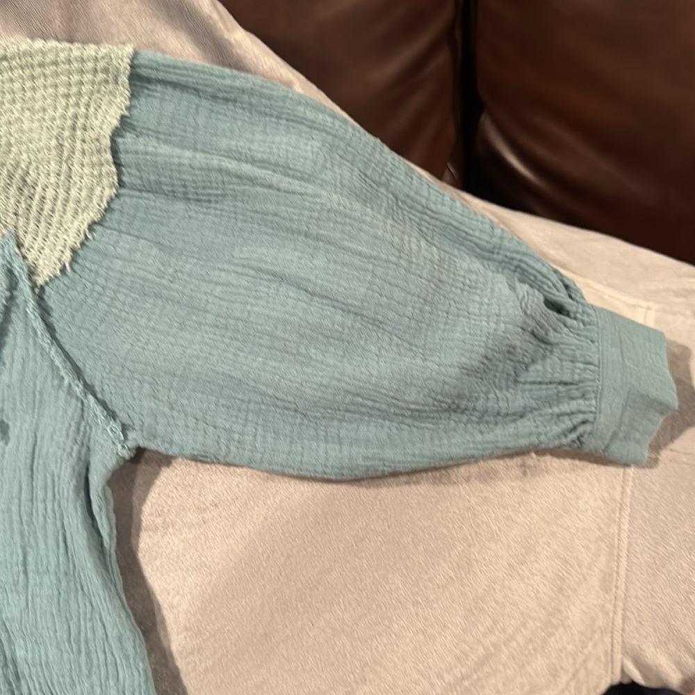 POL Women's Blue Waffle Knit Top - Picture 10 of 11